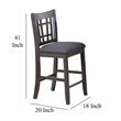 Pemberly Row Set of 2 Counter Height Chairs w/ Nailhead Trim & Open Back in Gray