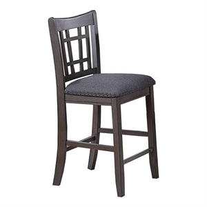 Pemberly Row Set of 2 Counter Height Chairs w/ Nailhead Trim & Open Back in Gray