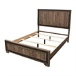 Pemberly Row Queen Bed w/ Tall Panel Headboard & Charcoal Border in Rustic Brown