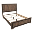 Pemberly Row Queen Bed w/ Tall Panel Headboard & Charcoal Border in Rustic Brown