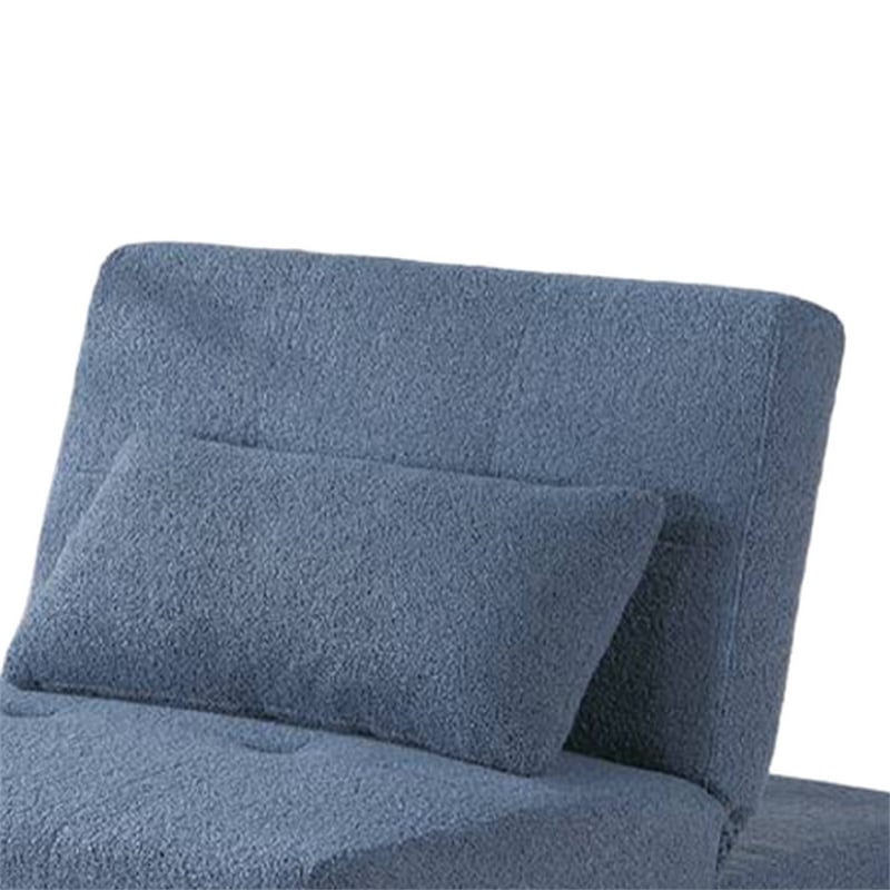 Pemberly Row 76 Inch Convertible Sofa Chair to Single Bed in Blue Sherpa