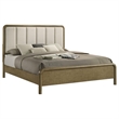 Pemberly Row Queen Bed with Channel Tufted Beige Boucle Headboard in Brown