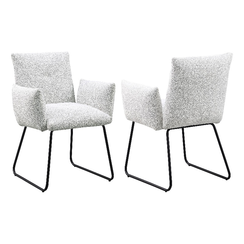 Pemberly Row 2Pc Dining Chairs with Ergonomic Design & Sled Base in Light Gray