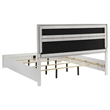 Pemberly Row King Bed with Diamond Trim and Glitter Stripe Headboard in White