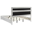 Pemberly Row California King Bed with Diamond Trim and Glitter Stripe in White