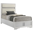 Pemberly Row Twin Bed with Diamond Trim and Glitter Stripe Headboard in White