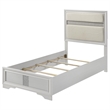 Pemberly Row Twin Bed with Diamond Trim and Glitter Stripe Headboard in White