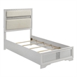 Pemberly Row Twin Bed with Diamond Trim and Glitter Stripe Headboard in White