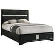 Pemberly Row California King Bed with Diamond Trim and Glitter Stripe in Black