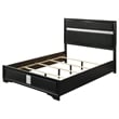 Pemberly Row California King Bed with Diamond Trim and Glitter Stripe in Black