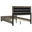 Pemberly Row Queen Bed w/ Channel Tufted Tan Headboard & Low Footboard in Brown
