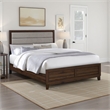Pemberly Row Queen Bed w/ Channel Tufted Taupe Headboard & Low Footboard - Brown