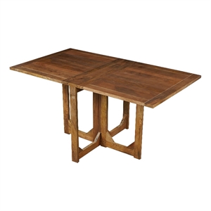 Pemberly Row 62&quot Rectangular Mango Wood Dining Table with Folding Top in Brown