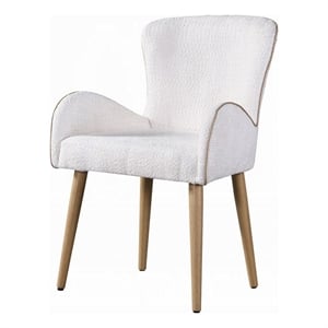 Pemberly Row Set of 2 Side Chairs with Soft White Boucle Upholstery in Oak Brown
