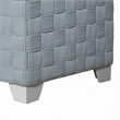Pemberly Row Box Shape Accent Chair with Knitted Light Blue Chenille in White