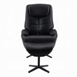 Pemberly Row Swivel Accent Chair and Ottoman Set in Black Top Grain Leather