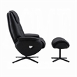 Pemberly Row Swivel Accent Chair and Ottoman Set in Black Top Grain Leather