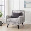Pemberly Row Accent Club Chair w/ Accent Pillow & Pocket Coils in Black & White