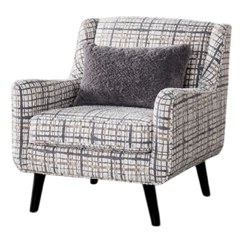Pemberly Row Accent Club Chair w/ Accent Pillow & Pocket Coils in Black & White