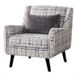 Pemberly Row Accent Club Chair w/ Accent Pillow & Pocket Coils in Black & White