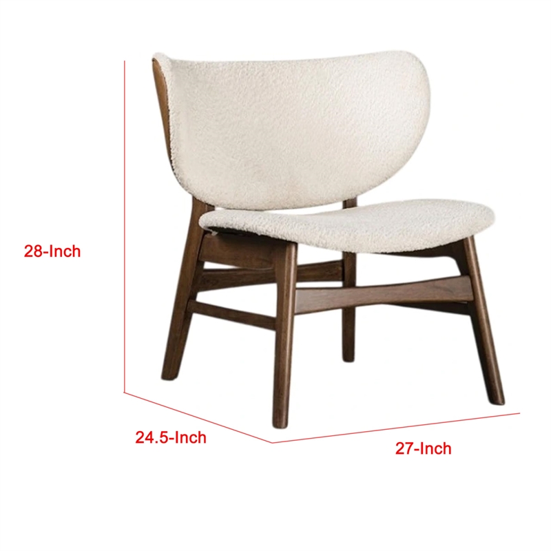 Pemberly Row Winged Back Accent Chair with Beige Boucle and Walnut Brown Frame