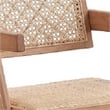 Pemberly Row Set of 2 Dining Armchairs with Woven Rattan Seat in Natural Brown