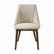 Pemberly Row 2Pc Scoop Back Side Chairs with Beige Fabric Seat in Walnut Brown