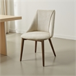 Pemberly Row 2Pc Scoop Back Side Chairs with Beige Fabric Seat in Walnut Brown