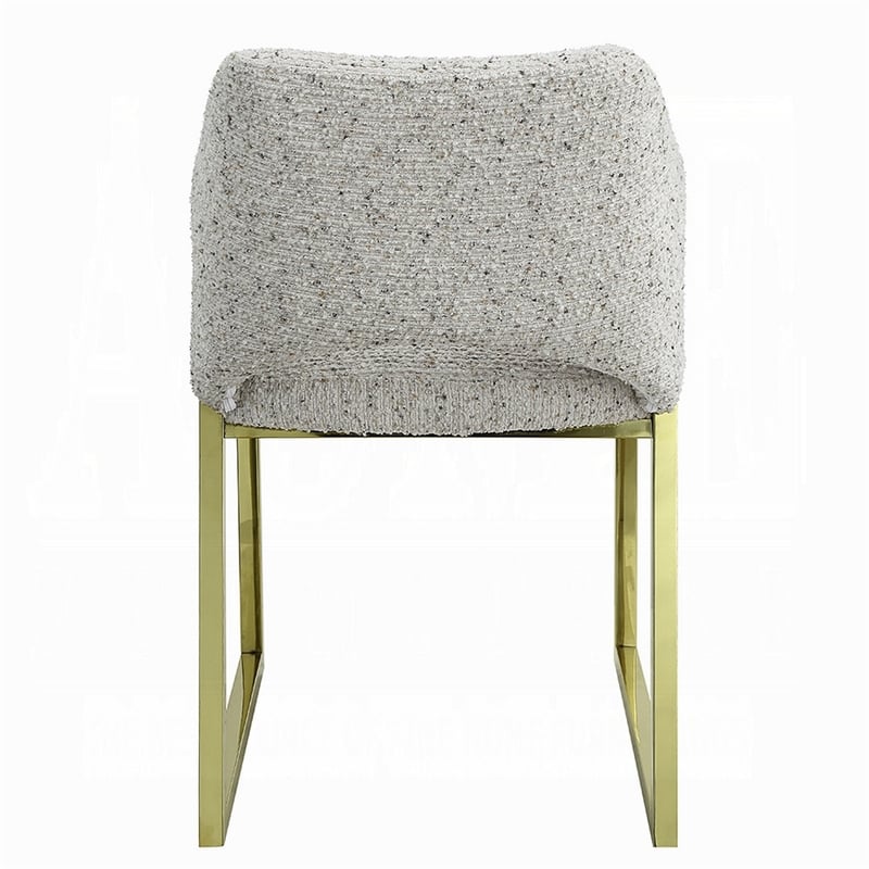 Pemberly Row Side Dining Chair with Gray Teddy Sherpa Upholstery and Gold Frame