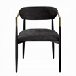 Pemberly Row Set of 2 Dining Side Chairs w/ Padded Seat & Gold Accents in Black