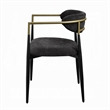 Pemberly Row Set of 2 Dining Side Chairs w/ Padded Seat & Gold Accents in Black