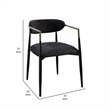 Pemberly Row Set of 2 Dining Side Chairs w/ Padded Seat & Gold Accents in Black
