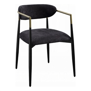 Pemberly Row Set of 2 Dining Side Chairs w/ Padded Seat & Gold Accents in Black