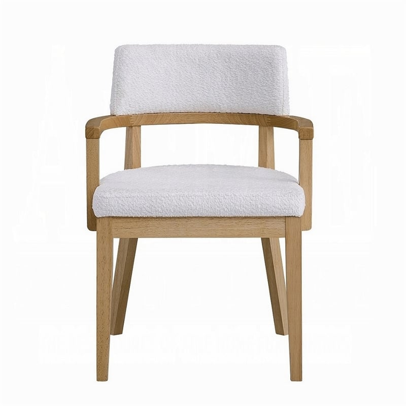 Pemberly Row 2Pc Dining Armchairs with Open Back & Padded Seat in White & Brown