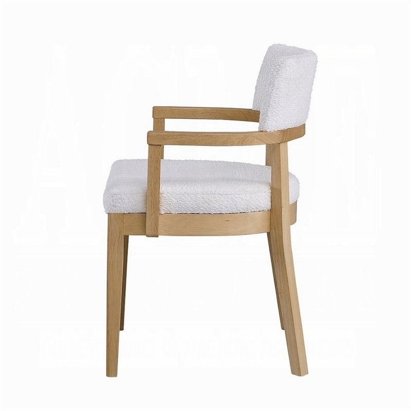 Pemberly Row 2Pc Dining Armchairs with Open Back & Padded Seat in White & Brown