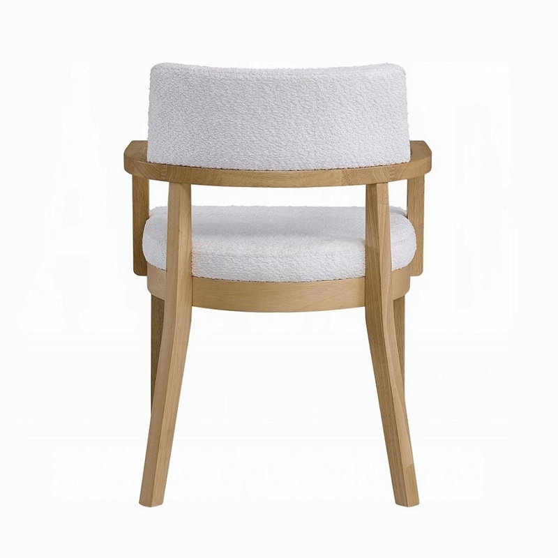 Pemberly Row 2Pc Dining Armchairs with Open Back & Padded Seat in White & Brown