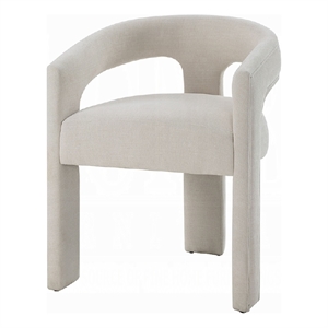 Pemberly Row Set of 2 Side Dining Chairs with Rounded Back in White Chenille