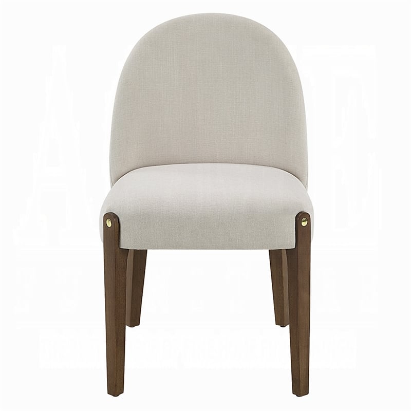 Pemberly Row Set of 2 Side Dining Chairs with Curved Back in White and Oak Brown