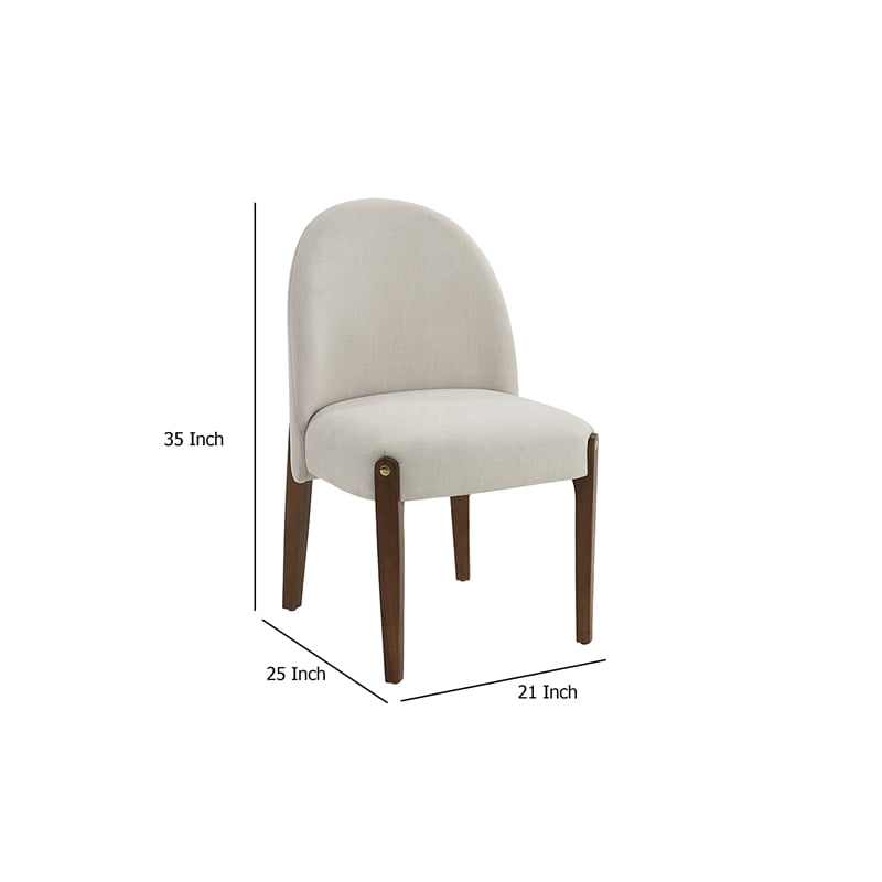 Pemberly Row Set of 2 Side Dining Chairs with Curved Back in White and Oak Brown