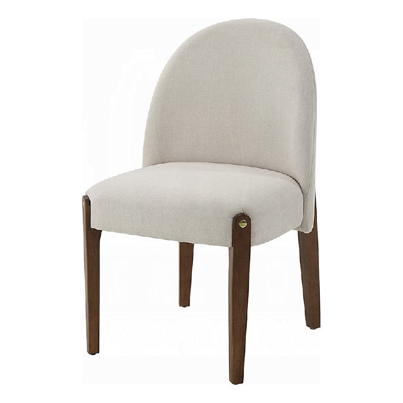 Pemberly Row Set of 2 Side Dining Chairs with Curved Back in White and Oak Brown