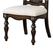Pemberly Row Set of 2 Carved Side Dining Chairs with Upholstered Seat in Brown