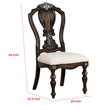 Pemberly Row Set of 2 Carved Side Dining Chairs with Upholstered Seat in Brown
