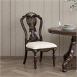 Pemberly Row Set of 2 Carved Side Dining Chairs with Upholstered Seat in Brown