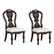 Pemberly Row Set of 2 Carved Side Dining Chairs with Upholstered Seat in Brown