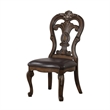 Pemberly Row Set of 2 Carved Side Chairs w/ Gold Tip Crown Detail in Dark Brown