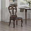 Pemberly Row Set of 2 Carved Side Chairs w/ Gold Tip Crown Detail in Dark Brown