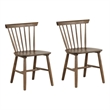 Pemberly Row Set of 2 Spindle Back Side Chairs with Molded Seat in Walnut Brown