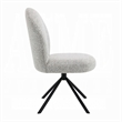 Pemberly Row Set of 2 Swivel Side Chairs with Gray Boucle & Metal Base in Black