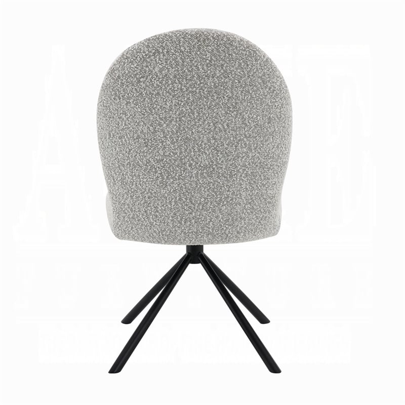 Pemberly Row Set of 2 Swivel Side Chairs with Gray Boucle & Metal Base in Black