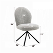 Pemberly Row Set of 2 Swivel Side Chairs with Gray Boucle & Metal Base in Black